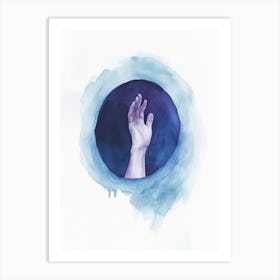 Hand In A Blue Circle Art Print