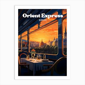 Orient Express Europe Train Travel Illustration Art Print