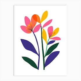 Flowers On White Background Art Print