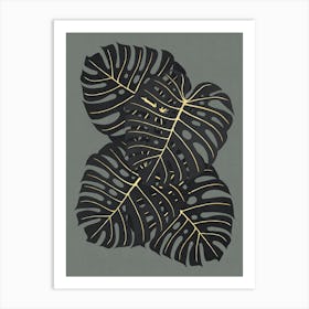 Black and gold leaves 8 Art Print