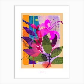 Fuchsia 3 Neon Flower Collage Poster Art Print