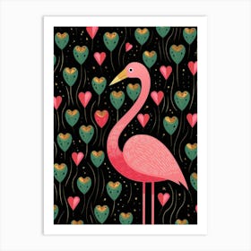 Flamingo Heart Line 3 Art Print