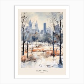 Winter City Park Poster Grant Park Chicago United States 1 Art Print