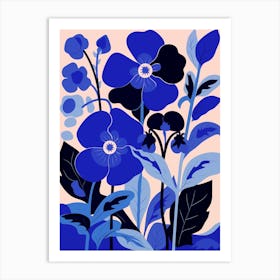 Blue Flower Illustration Wild Pansy 1 Art Print