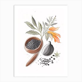 Black Pepper Spices And Herbs Pencil Illustration 1 Poster