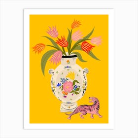 Porcelain And Tulips Art Print
