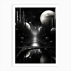 Parallel Universes Abstract Black And White 13 Art Print