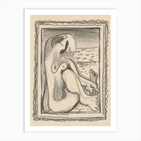 Image Study Of A Seated Female Nude, Mikuláš Galanda Art Print
