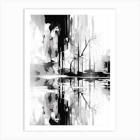 Reflection Abstract Black And White 12 Art Print
