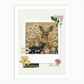 Scrapbook Deer And Rabbits Fairycore Painting 1 Art Print