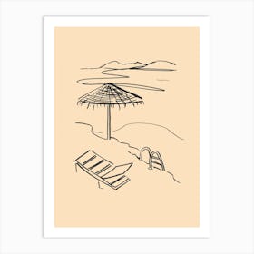Get into the Water Rattan Beach Umbrella Swimming Sea Views Art Print