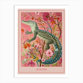 Floral Animal Painting Alligator 1 Poster Art Print