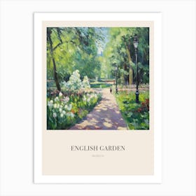 English Garden Park Munich Germany Vintage Cezanne Inspired Poster Art Print