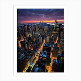 Sunset Over the Streets of New York Art Print