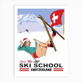 Join Ski School, Switzerland Art Print