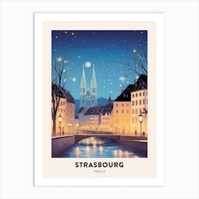 Winter Night  Travel Poster Strasbourg France 1 Art Print