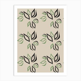 Leaves On A Beige Background Art Print