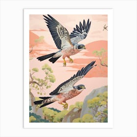 Vintage Japanese Inspired Bird Print Eurasian Sparrowhawk 1 Art Print