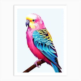 Colourful Geometric Bird Budgerigar 1 Art Print