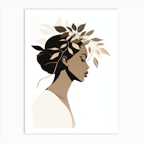 Woman With Leaves In Her Hair 1 Art Print