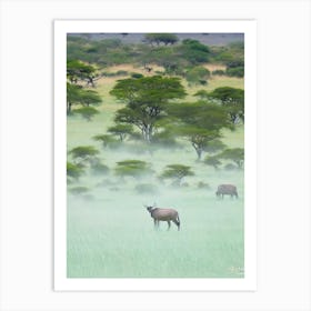 Serengeti National Park Tanzania Water Colour Poster Art Print