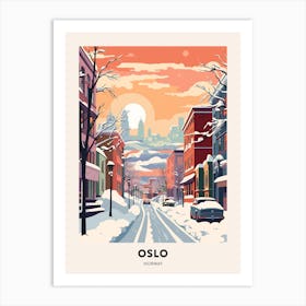Vintage Winter Travel Poster Oslo Norway 2 Art Print