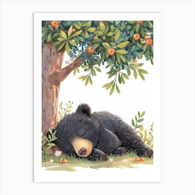 Sloth Bear Laying Under A Tree Storybook Illustration 1 Art Print
