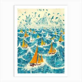 Sailboats In The Sea 8 Art Print