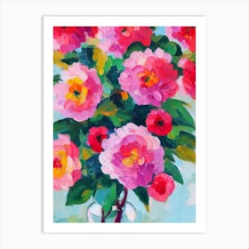 Camellia Floral Abstract Block Colour Flower Art Print