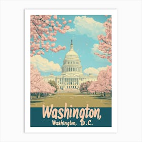 Aihrgdesign A Classic 1960s Travel Poster For Washington DC 4 Art Print