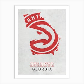 Atlanta Hawks Atlanta Georgia State Map Art Print