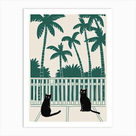 Two Cats On A Porch Art Print