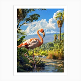 Greater Flamingo East Africa Kenya Tropical Illustration 3 Art Print