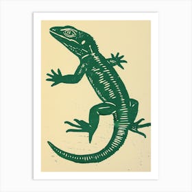Forest Green Golden Gecko Bold Block Art Print
