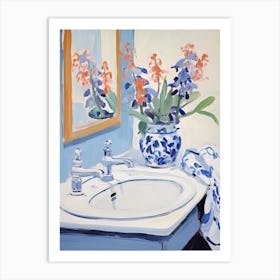 Bathroom Vanity Painting With A Bluebell Bouquet 4 Art Print