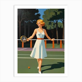 Woman On A Tennis Court Art Print