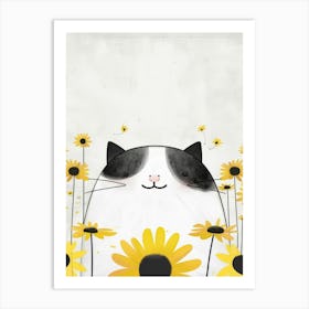 Cat In Sunflowers Art Print