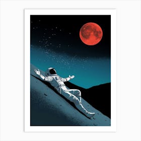 Astronaut Laying On The Moon Art Print