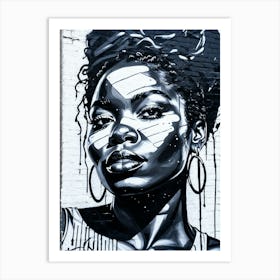 Graffiti Mural Of Beautiful Black Woman 248 Art Print