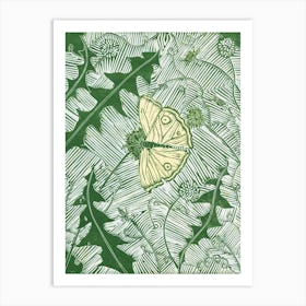 Butterfly on Dandelions Art Print