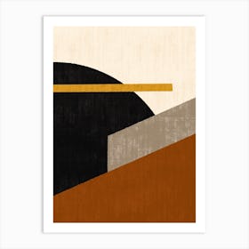 Geometric Abstract Shapes Filet Brown Black Art Print