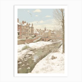 Vintage Winter Illustration Cardiff United Kingdom Art Print