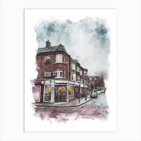 Hounslow London Borough   Street Watercolour 4 Art Print