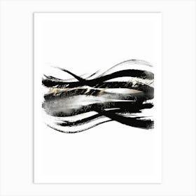 Black And White Brush Strokes 1 Art Print