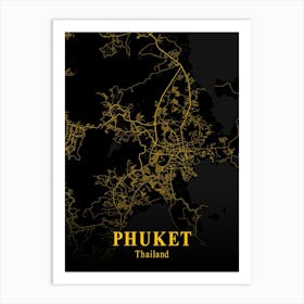 Phuket Gold City Map 1 Art Print