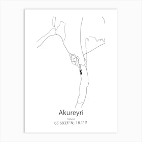 Akureyri,Iceland Minimalist Map Art Print