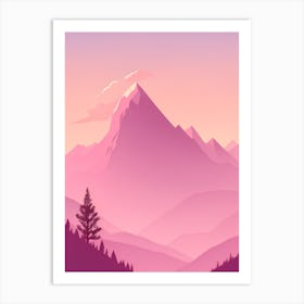 Misty Mountains Vertical Background In Pink Tone 84 Art Print