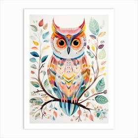 Bird Painting Collage Eastern Screech Owl 2 Art Print