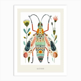 Colourful Insect Illustration Katydid 8 Poster Art Print