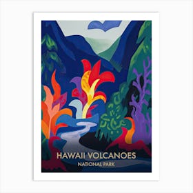 Hawaii Volcanoes National Park Travel Poster Matisse Style 2 Art Print